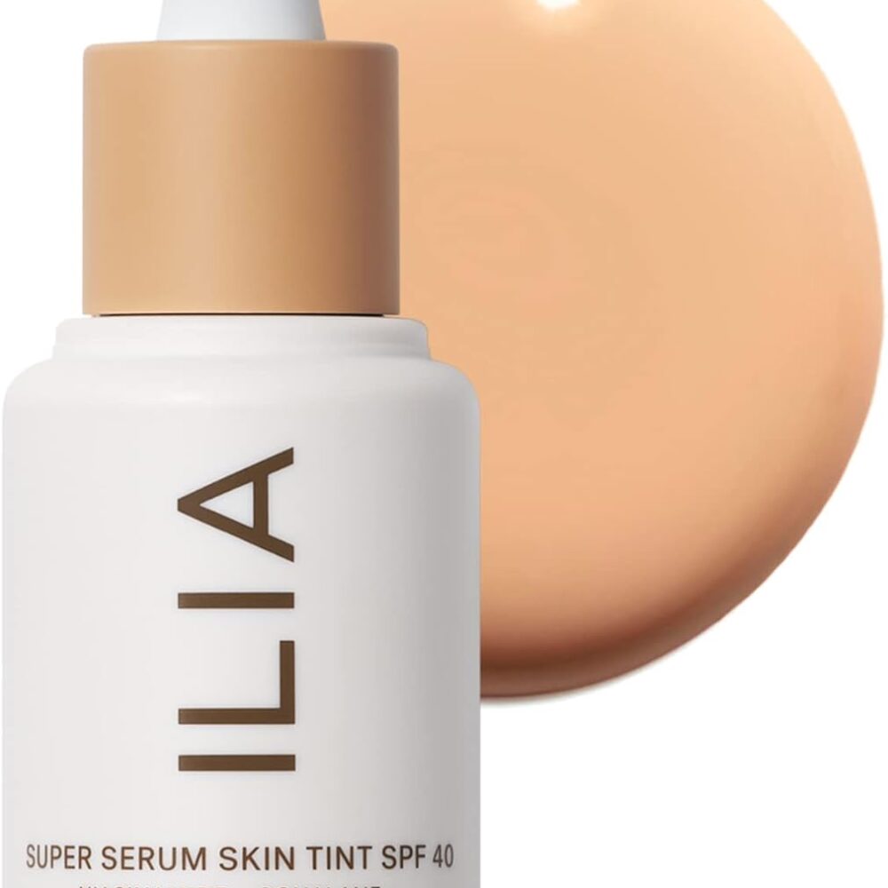 ILIA - Super Serum Skin Tint SPF 40 (Bom Bom ST5, 1 fl oz | 30 ml) | Lightweight Foundation With Mineral SPF | Hydrate, Smooth, Plump | Safe for Sensitive Skin, Clean, Cruelty-Free & Vegan