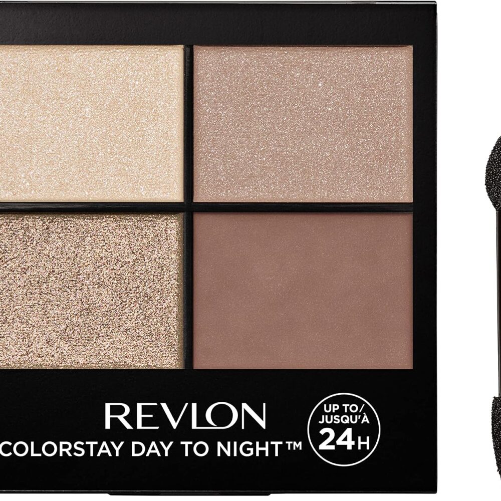 Revlon ColorStay Day to Night Eyeshadow Quad, 500 Addictive, 0.16 oz | Longwear eyeshadow quad with velvety, blendable matte & shimmer shades. Crease & smudge proof. Up to 24hr wear.